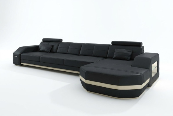 Stijlvol ontspannen Nieuwe L-vormige hoekbank met premium lederen bekleding.