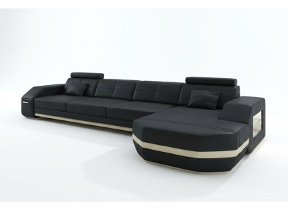 Stijlvol ontspannen Nieuwe L-vormige hoekbank met premium lederen bekleding.