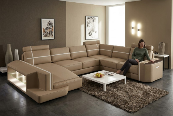Je vindt onze U-vormige leren bank Modern in een exquise designerstijl
