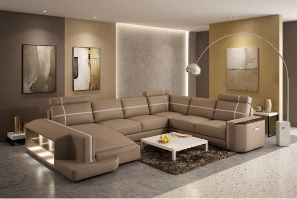 Je vindt onze U-vormige leren bank Modern in een exquise designerstijl
