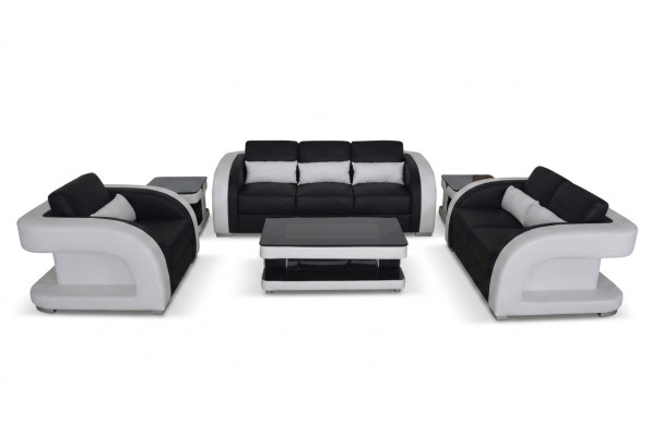 XXL leren woonlandschapset Design Modern Bank + USB Sets 3+2+1 Nieuw