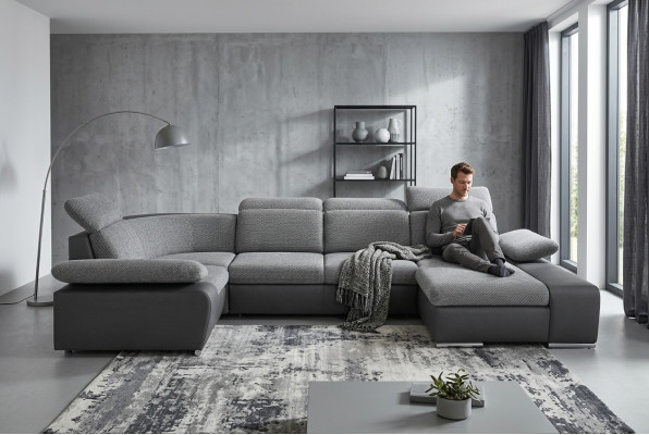 Hoekbank U-vorm Bank Woonlandschap Set Bekleding Slaapfunctie Ontwerp