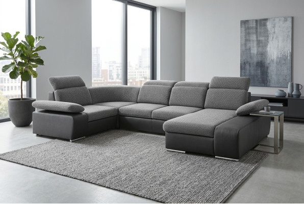 Hoekbank U-vorm Bank Woonlandschap Set Bekleding Slaapfunctie Ontwerp