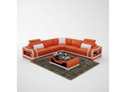 Leren bank Bank Woongebied Hoekbank Hoeksalon Modern ontwerp bank met USB