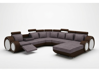Textielbank met USB XXL woonlandschap stoffen bank Big Sofa gestoffeerde hoekbank nieuw