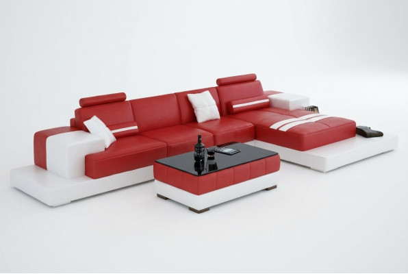 Exclusieve elegante hoekbank in L-vorm rood design voor stijlvolle woonruimtes