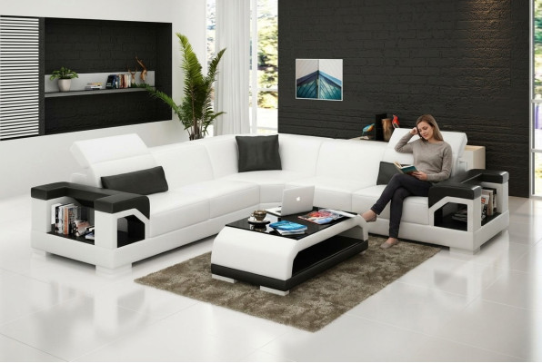 Ledersofa Bank Woonlandschap Hoekbank Hoekbank Ontwerp Modern Bank met USB