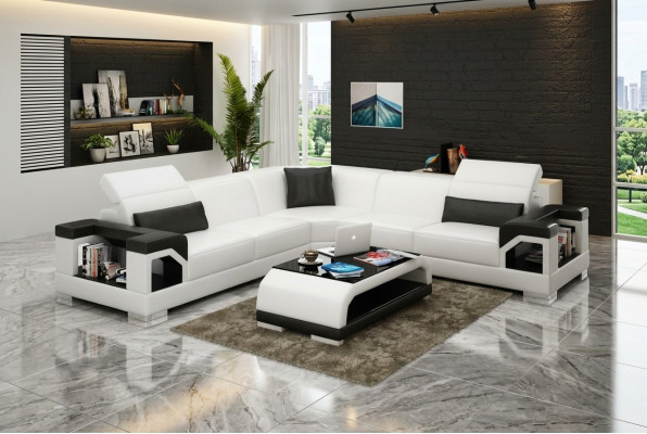 Ledersofa Bank Woonlandschap Hoekbank Hoekbank Ontwerp Modern Bank met USB