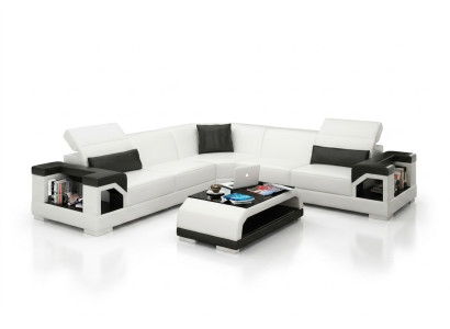 Ledersofa Bank Woonlandschap Hoekbank Hoekbank Ontwerp Modern Bank met USB