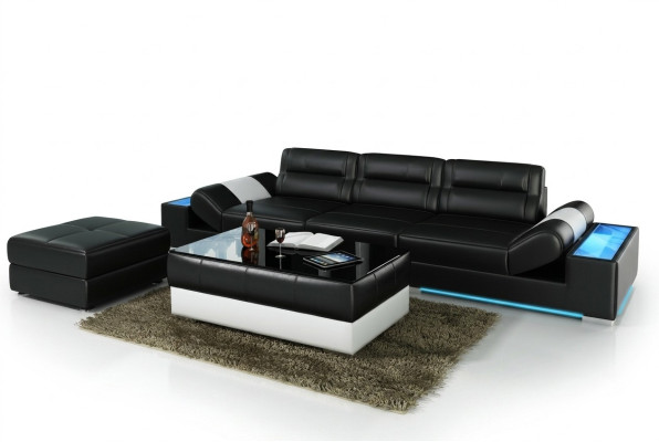 XXL Grote Bank Lounge Club 3+3 Zits Multifunctionele Bank Lederen Bank + USB + LED  XXL Grote Bank Lounge Club 3+3 Zits Multifunctionele Bank Lederen Bank + USB + LED