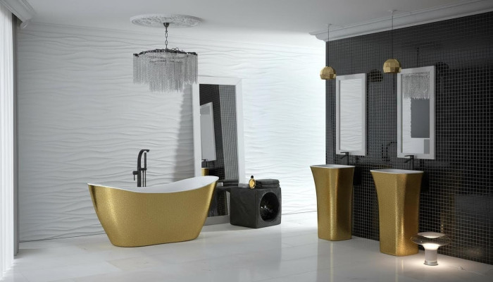 Gouden designer badkuip Vrijstaand luxe bad in goud Badkuipen