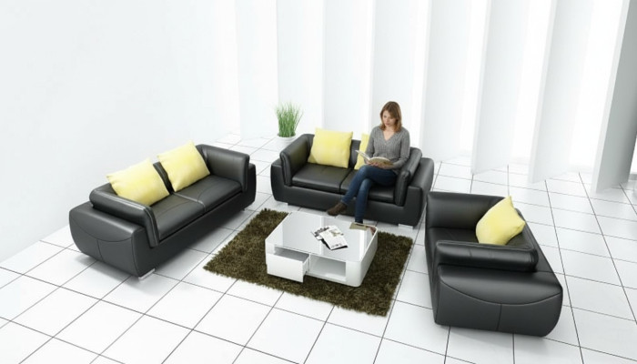Leren bankstel met USB woonlandschap 3+2+1 zits set Modern design bankstel
