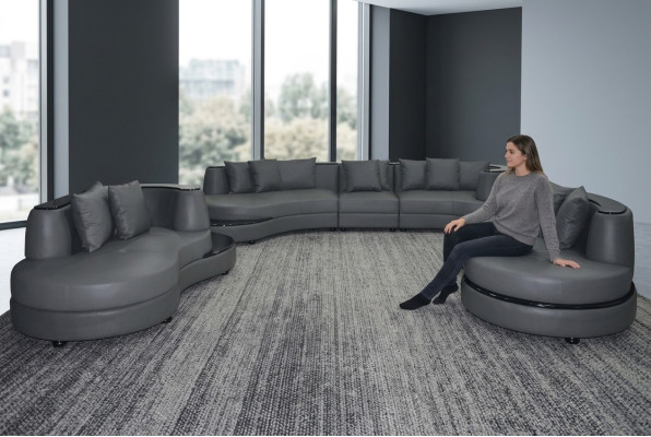 Luxe woonhoek leren bankstel landschap bekleding hoek XXL grote bank U-vorm + USB