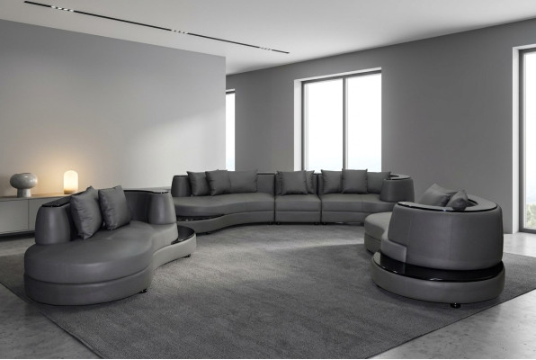 Luxe woonhoek leren bankstel landschap bekleding hoek XXL grote bank U-vorm + USB