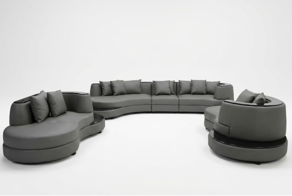 Luxe woonhoek leren bankstel landschap bekleding hoek XXL grote bank U-vorm + USB