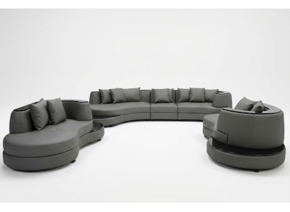 Luxe woonhoek leren bankstel landschap bekleding hoek XXL grote bank U-vorm + USB