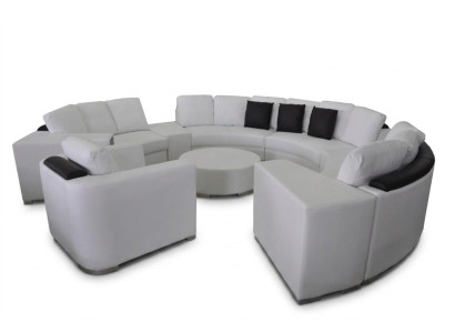 Ronde bank bank bekleding XXL Big Ronde bank woonlandschap fauteuil poef + USB