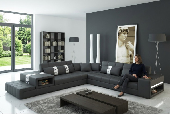 Hoekbank met USB bank bank woonlandschap stoel hoek suite leer textiel Peterso