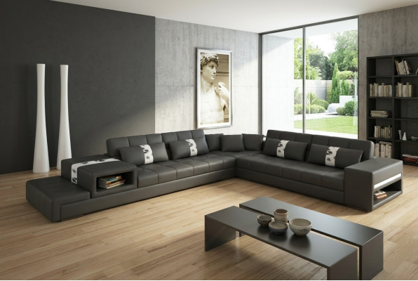 Hoekbank met USB bank bank woonlandschap stoel hoek suite leer textiel Peterso