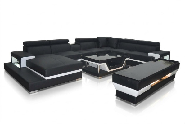 Leren hoekbank in U-vorm in modern design voor de woonkamer