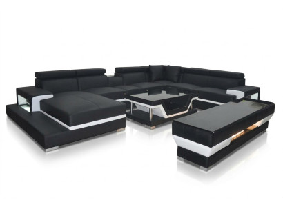 Leren hoekbank in U-vorm in modern design voor de woonkamer