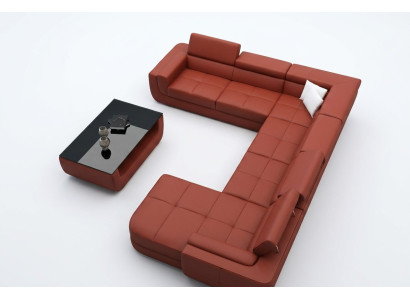 Zitbank leren bankstel bank + USB woonlandschap U-vorm XXL Big Orange bank hoekbank