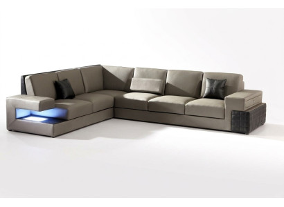 Moderne hoekbank + USB gestoffeerde zitbank leren design bankstel woonlandschap nieuw