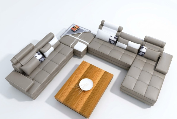 Hoekbank bank met USB woonlandschap leren bank XXL designer bankstellen Wolfhagen Grijs