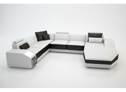 Woonlandschap hoekbank design bank met USB-bekleding zithoek U-vorm wit PHM110