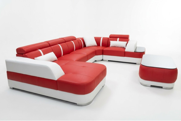 Ontwerp Hoekbank Zitbank Lederen Bekleding Hoekbank Woonlandschap Bank met USB