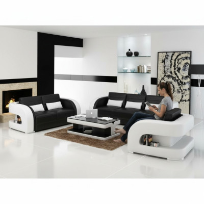 Sofa set Leren bank USB bank Bank Bank Woonlandschap Sets 3+2+1 Nieuw.