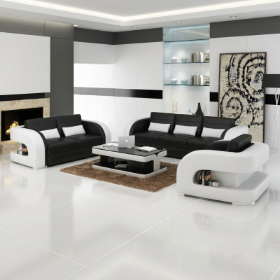 Sofa set Leren bank USB bank Bank Bank Woonlandschap Sets 3+2+1 Nieuw.
