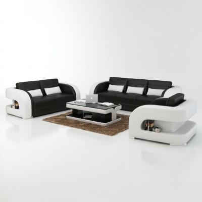 Sofa set Leren bank USB bank Bank Bank Woonlandschap Sets 3+2+1 Nieuw.