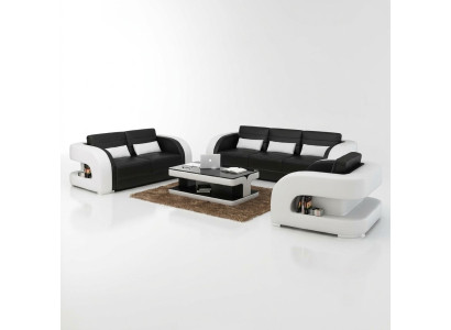 Sofa set Leren bank USB bank Bank Bank Woonlandschap Sets 3+2+1 Nieuw.