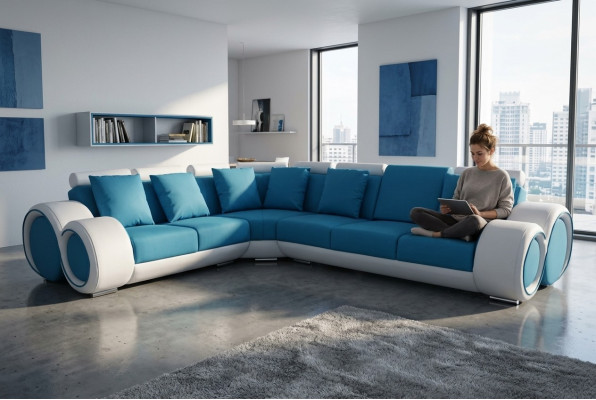 Ontwerp Leren Bekleding XXL Zithoek Woonkamer Hoekbank + USB Designer Bankstel Meubilair Sofas