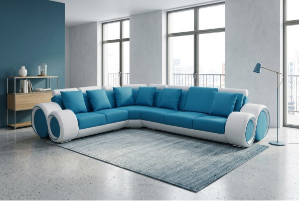 Ontwerp Leren Bekleding XXL Zithoek Woonkamer Hoekbank + USB Designer Bankstel Meubilair Sofas
