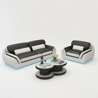 Leren bank met USB bankstel 3+1 zits bankstel Design Modern Nieuw Bankstel G8038D