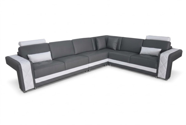 Leren bankstel met USB woonlandschap hoekbankset Modern design L-vormige bankmodel L6010B.