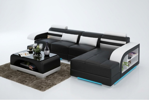 Leren bankstel met USB woonlandschap hoekbank hoekmeubel ontwerp modern bankstel G8033C