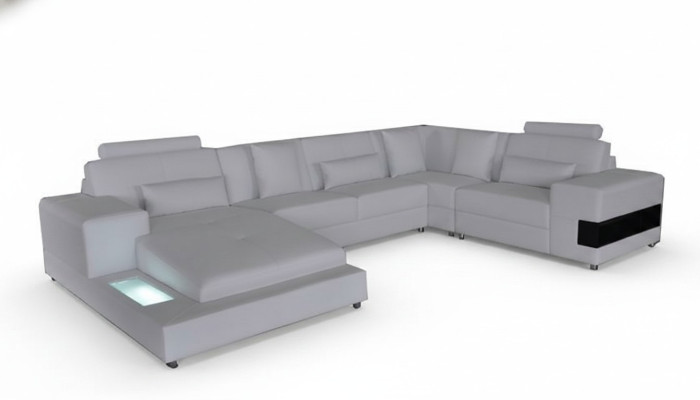 Leren bankstel bank woonlandschap hoekstel modern design bankstel u-vorm met USB