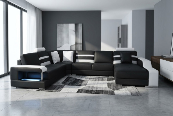 Eckbank met USB-bekleding van echt lederbank Sofas Bank Lounge meubilair