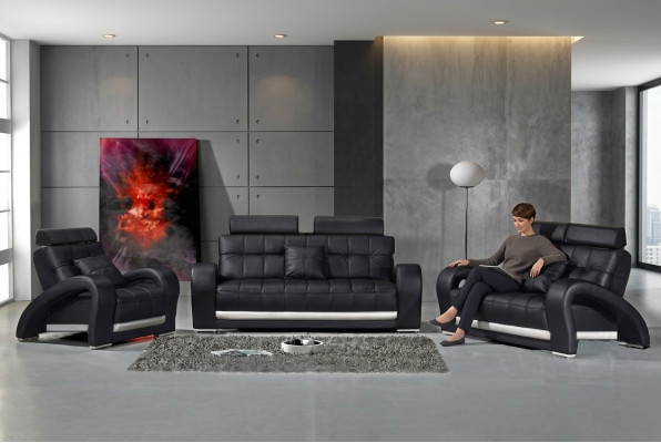 Leren bankstel met USB woonlandschap 3+2+1 zits set modern design bankstel B2023