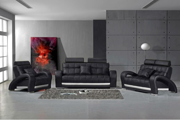 Leren bankstel met USB woonlandschap 3+2+1 zits set modern design bankstel B2023