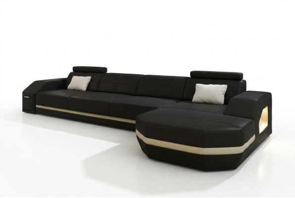 Leren bankstel met USB woonlandschap hoekbank zithoek modern designbank C4011C