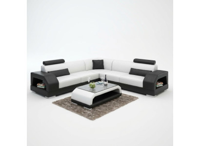 Leren bankstel met USB woonlandschap hoekbank hoekbankset modern design Moderne bank G8001B