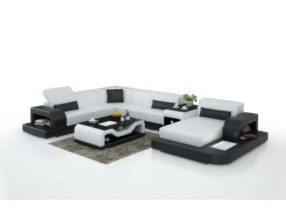 Hoekbank Sofa + USB bekleding woonlandschap gestoffeerde hoekbank designbank leren bank nieuw