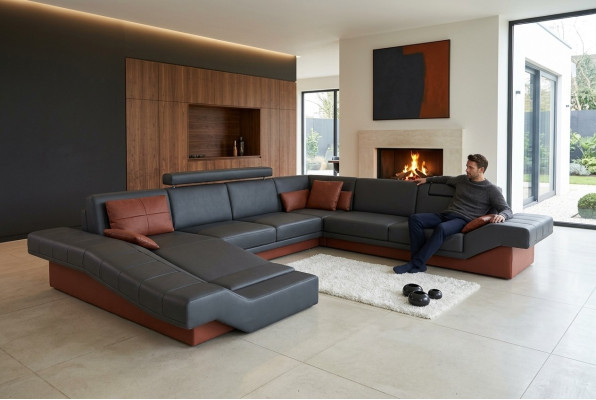 XXL woonlandschap ontwerp gestoffeerde set hoekbank met USB groot sofa Nieuw bankstel  Groot woonlandschapsontwerp gestoffeerde set hoekbank met USB-verbinding nieuwe bankstellen