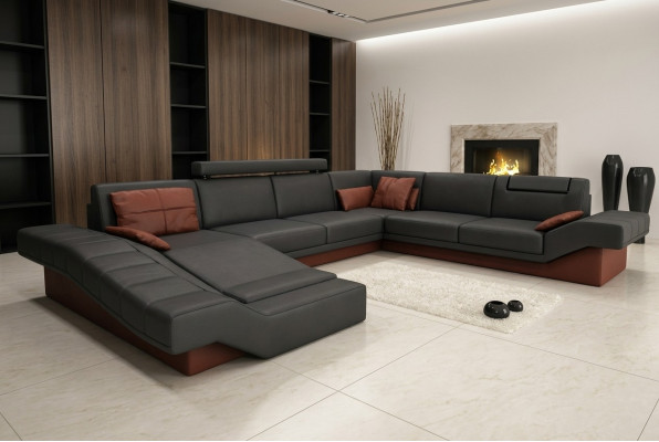 XXL woonlandschap ontwerp gestoffeerde set hoekbank met USB groot sofa Nieuw bankstel  Groot woonlandschapsontwerp gestoffeerde set hoekbank met USB-verbinding nieuwe bankstellen