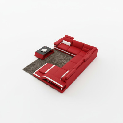 Woonlandschap Big Modern leren bank + USB Gepatenteerd NIEUW Designer bank Hoekbank