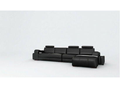 Leren hoekbank + USB Bank Ontwerp Woonlandschap Bekledingsset Bank L-vorm